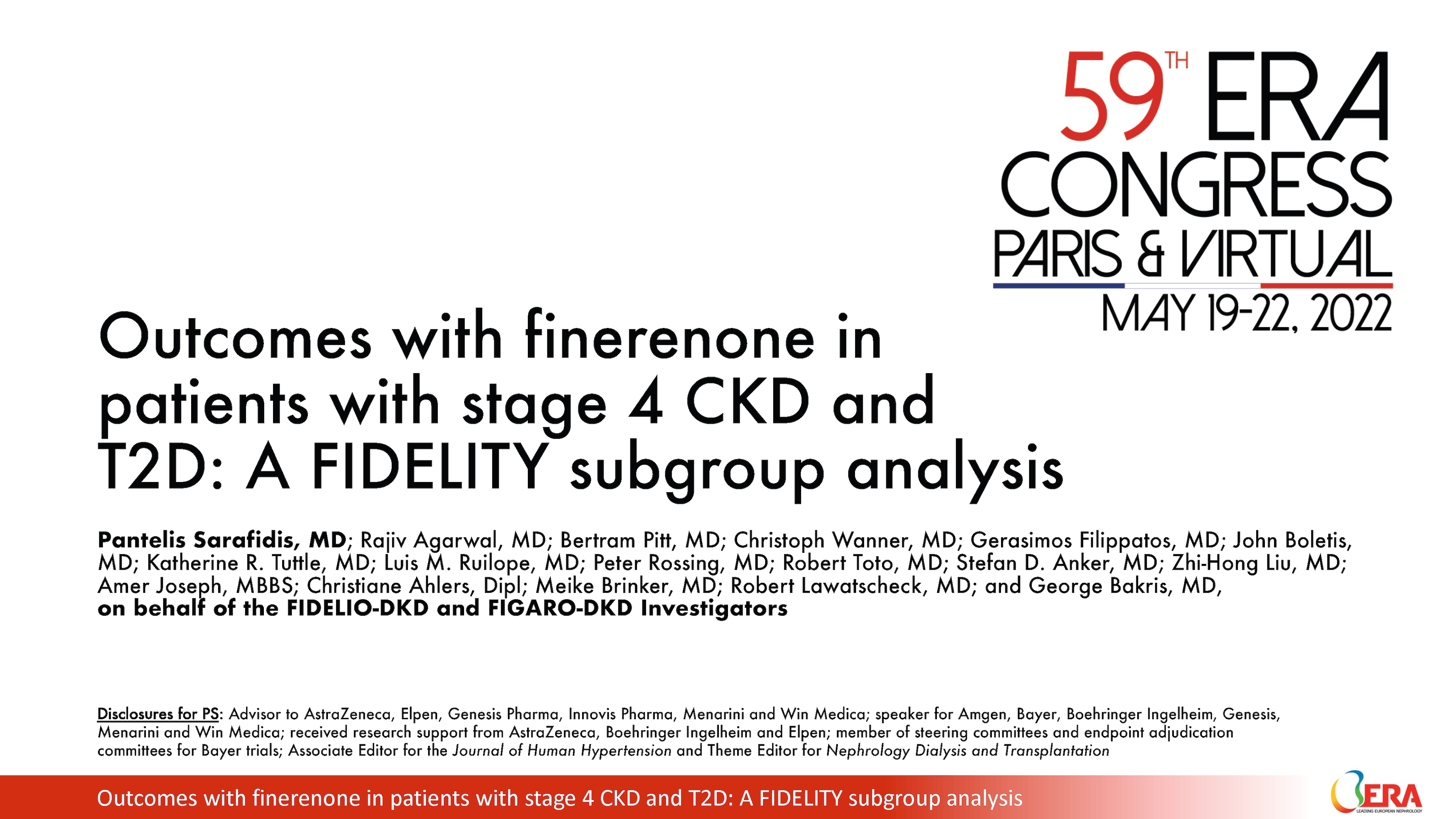 ERA 2022 - Sarafidis - FIDELITY Stage 4 CKD & T2D Subgroup