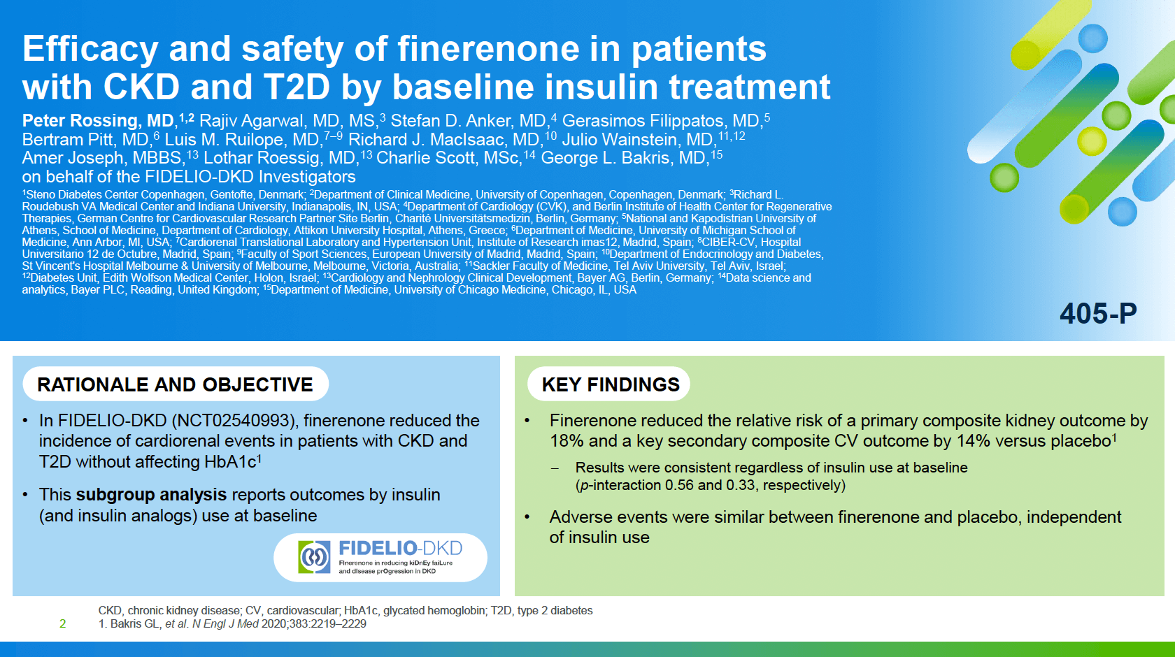 ADA 2021 - Rossing - Efficacy and Safety of Finerenone in Patients with CKD and T2D by Baseline Insulin Treatment