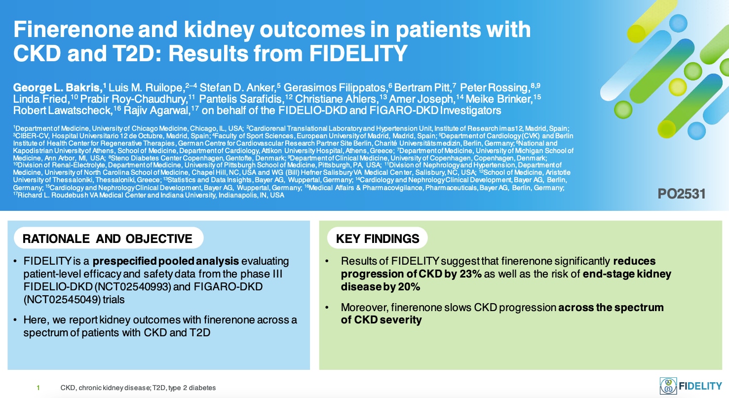 Finerenone and kidney outcomes in patients with CKD and T2D: Results from FIDELITY